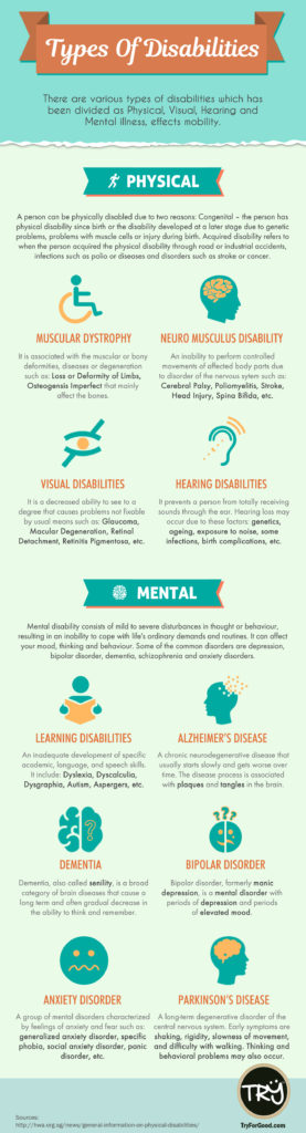 what are the 4 major types of disabilities